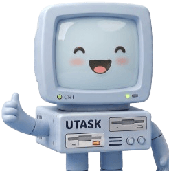 Robozinho da UTASK sorrindo e fazendo sinal de positivo